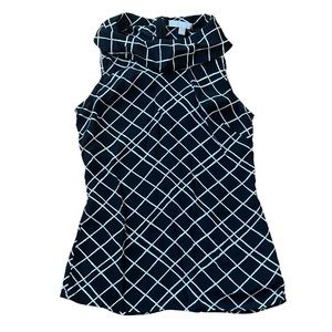 Banana Republic White, Black Cowl Neck Sleeveless Top Size 0